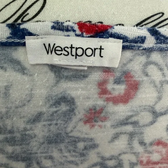 Westport Cream Tunic with Navy Floral and Red Accents - Picture 6 of 8